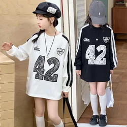 spring design chic teen girls t-shirt cotton Digital printed lace junior kids top children clothes girl blusa infantil menina 14