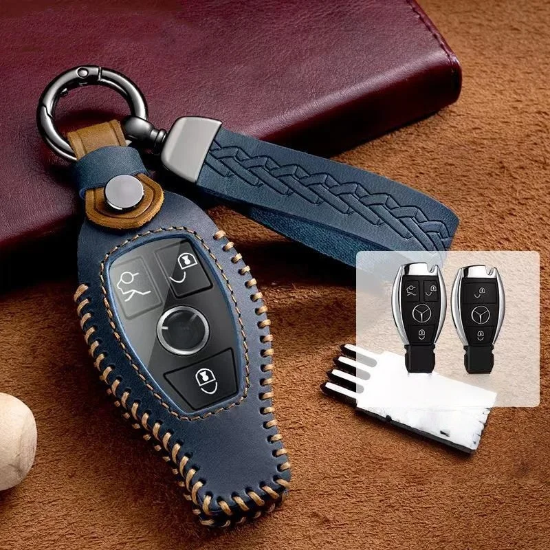 

Leather Car Key Case Cover Key Bag For Mercedes Benz A B C S Class AMG GLA CLA GLC W176 W221 W204 W205 Accessories Holder Shell