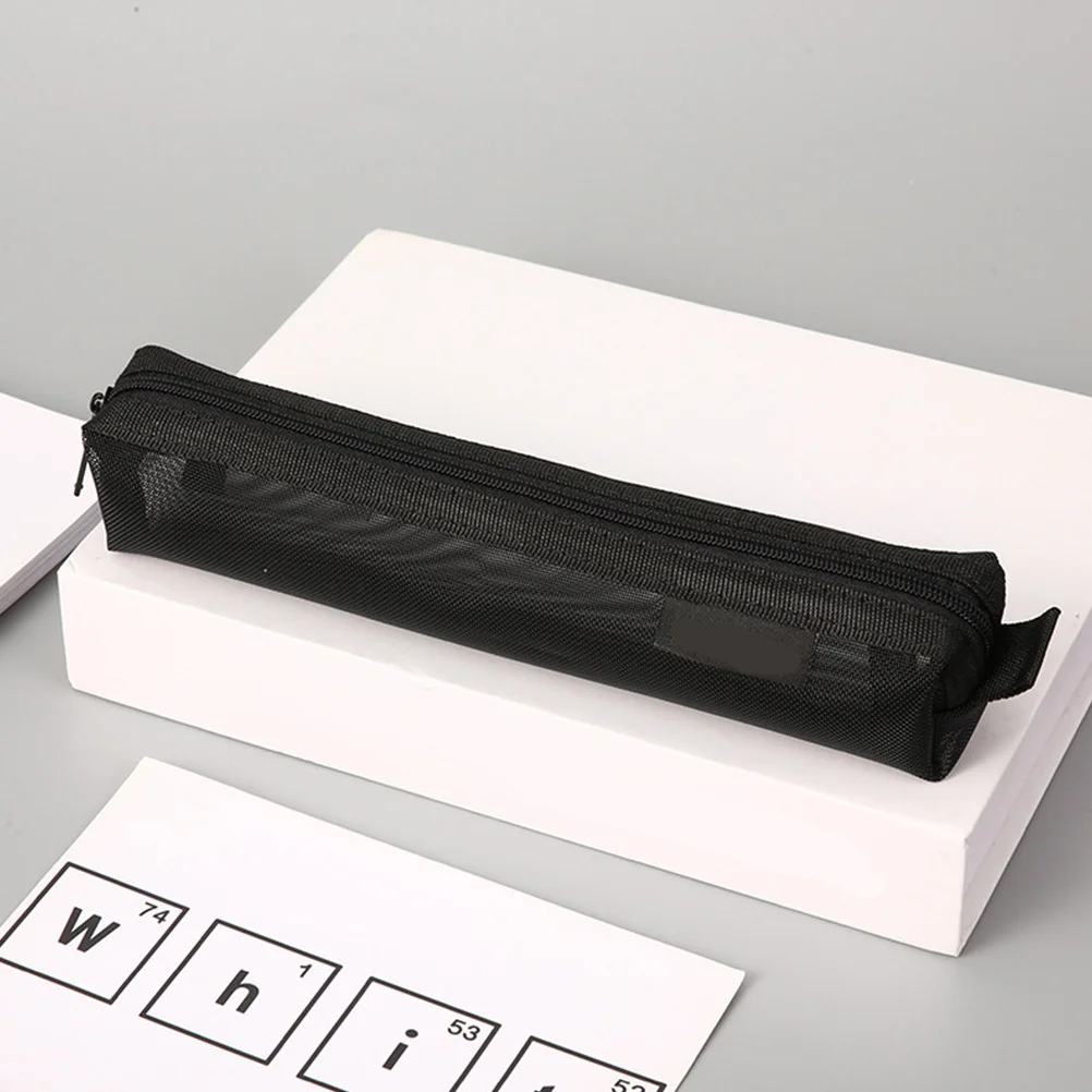 

2Pcs Large Capacity Transparent Exam Pencil Bags Mesh Design Stationery Organizer Portable Pens Holder Zipper Storage