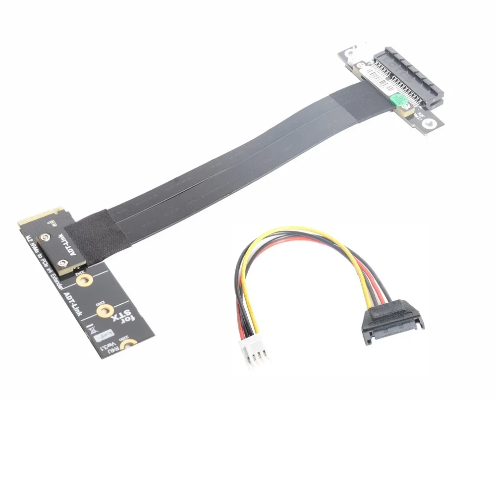 ADT-Link M.2 NVME to PCI-e 3.0 x4 Riser Cable NGFF NVMe Adapter PCI-E x4 SSD RAID, LAN, GPU, Capture Card to M.2 M-Key Extension