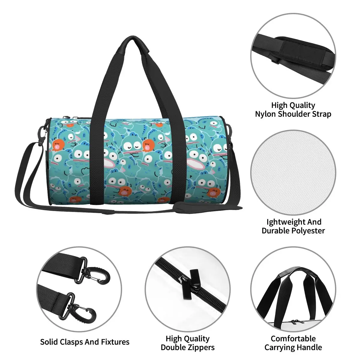 Bolsa de viaje Kawaii Hangyodon, bolsa de gimnasio fresca de dibujos animados, bolsas deportivas Oxford, bolso de moda de gran capacidad, bolsa de Fitness para hombre y mujer