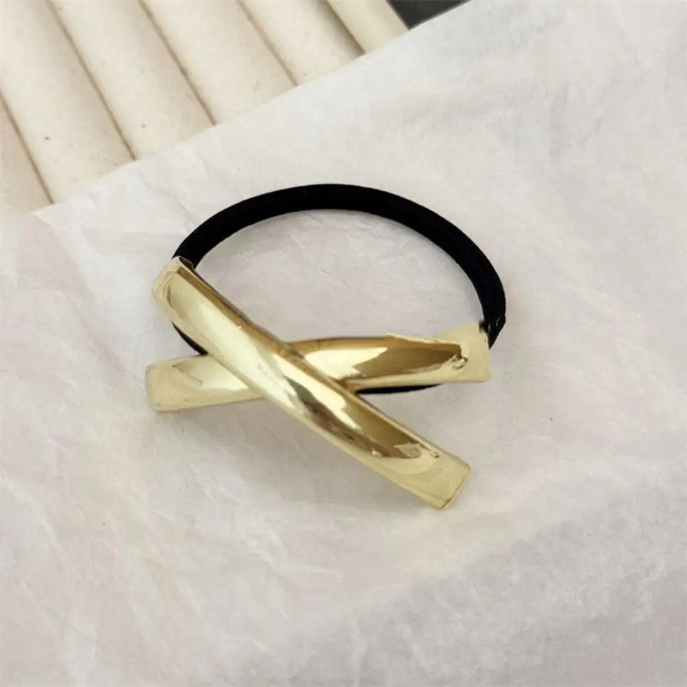 

Metal Decor Hairband Hair Tie Hairband Geometric Design Metal Hair Tie Ponytail Cuff for Women Black Elastic Headband Hair Rope
