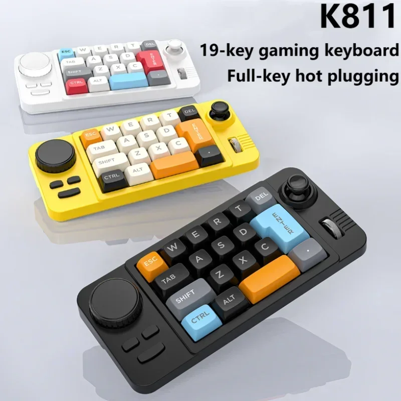 19Keys Hot Swap Wired Mechanical Keyboard with Volume Scroll Jostic Programmer Keypad for Computer Laptop Macro-Defined Joystick
