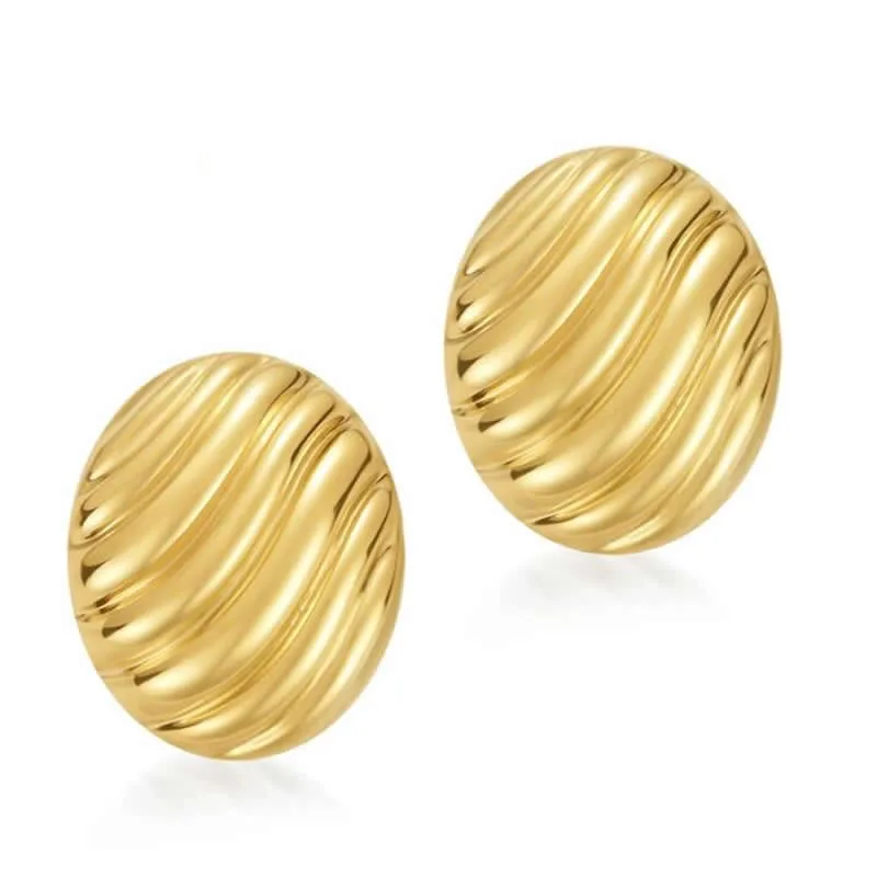 

New Arrival 18K Yellow Gold Earrings Women Wave Stud Earrings