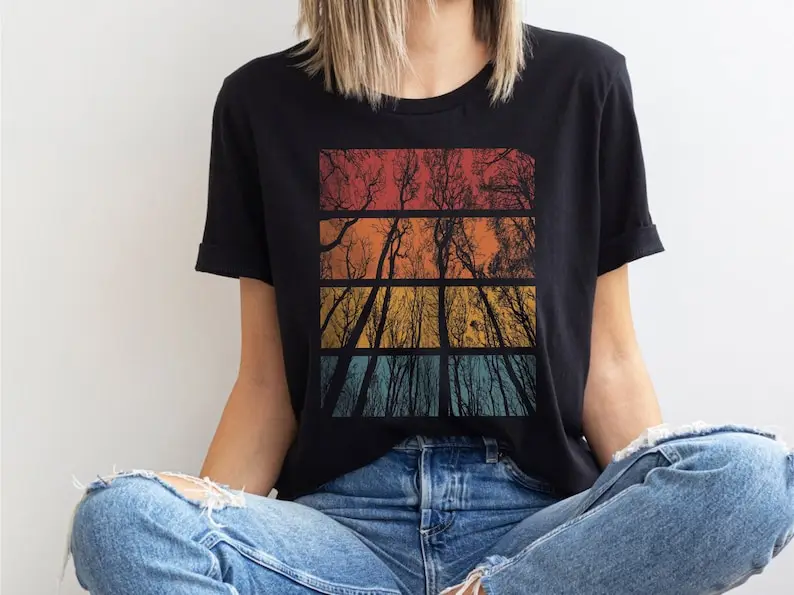 Looking Through The Trees Nature Lover Shirt, Cool Nature Tree Shirt for Hiking, Hippie Tshirt for Outdoor Adventure