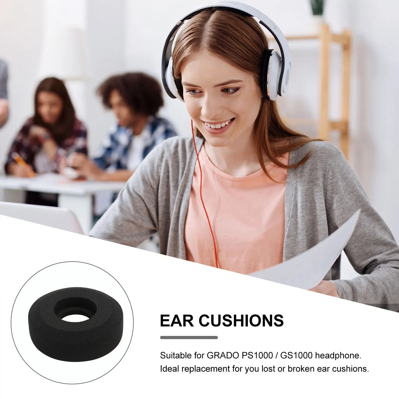 

Angoily Pair Memory Foam Ear Pads Cushions for Ps1000 Gs1000 Headphone Covers Black