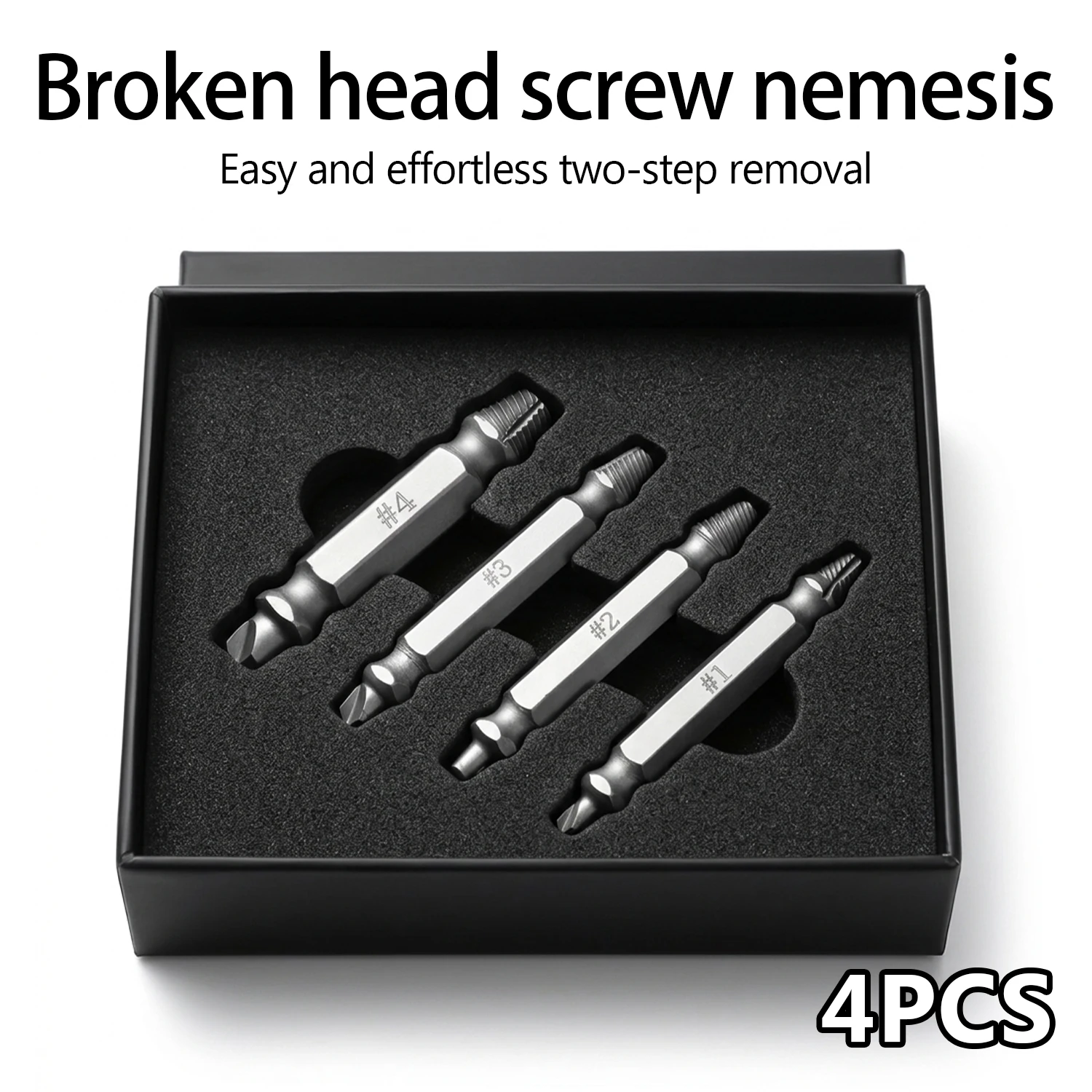 

Extractor Remover Drill Bit Set - 4 Standard Sizes, High Hardness & Strong Torque, Easy to Use with Electric Drill