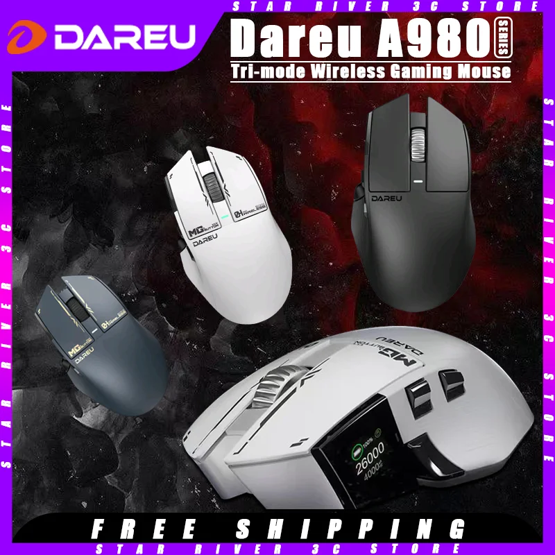 

Dareu A980 Pro Max Wireless Mouse Tri-mode Paw3395 Sensor Low Latency Lightweight Ergonomics Gaming Mouse Pc Gamer Accessories