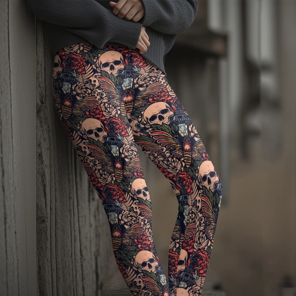 القوطية روز الجمجمة الحرارية طماق للنساء منفعل الشتاء الشارع الشهير هالوين حفلة الزي الهيب هوب جوارب مثيرة سليم صالح السراويل #3