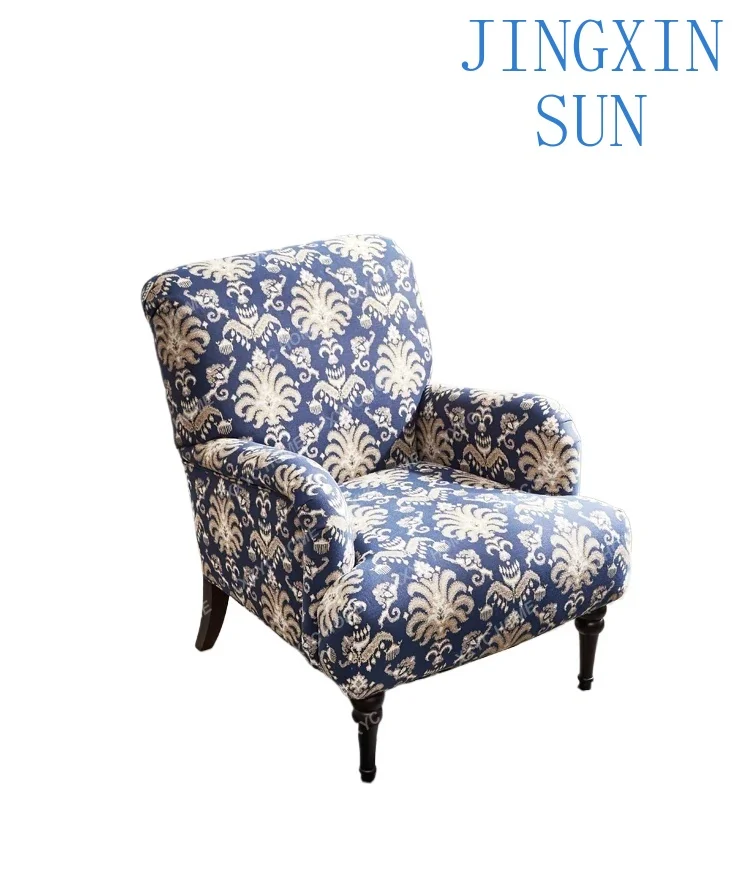 Single sofa American light luxury tiger chair Solid wood single cloth chair Leisure recliner