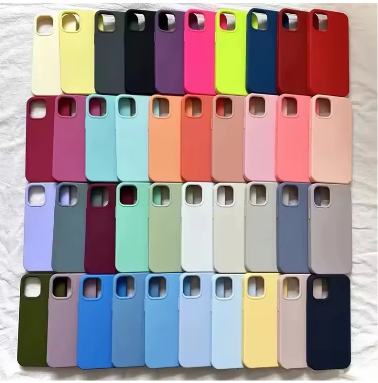 Étui de téléphone en silicone liquide de luxe pour iPhone 11 13 12 14 15 16 17 Pro Max, coques pour iPhone 15 Plus, protection antichoc