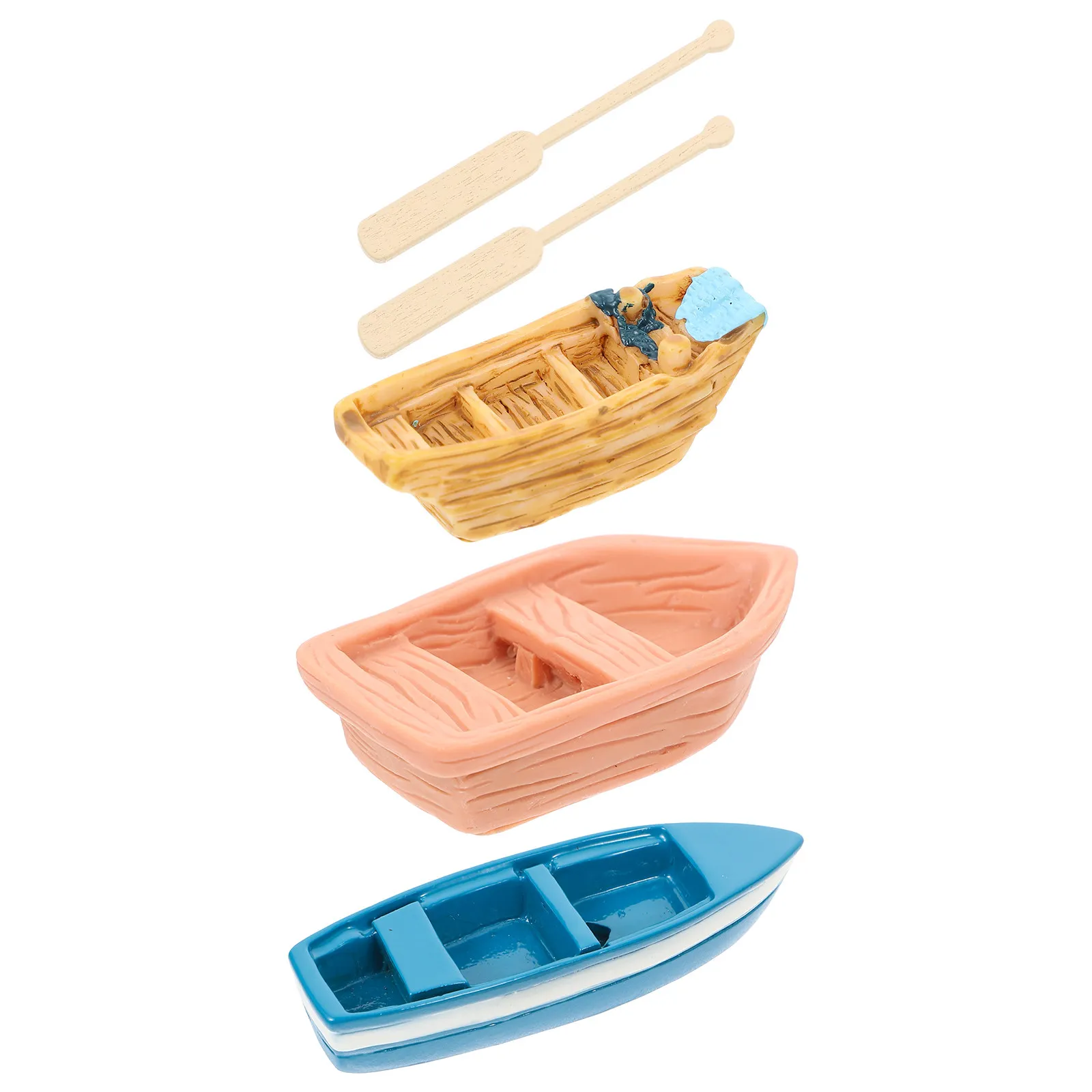 

Набор миниатюрных лодок из смолы: креативные украшения для микроландшафта, декор для стола, пляжных сцен, с веслами