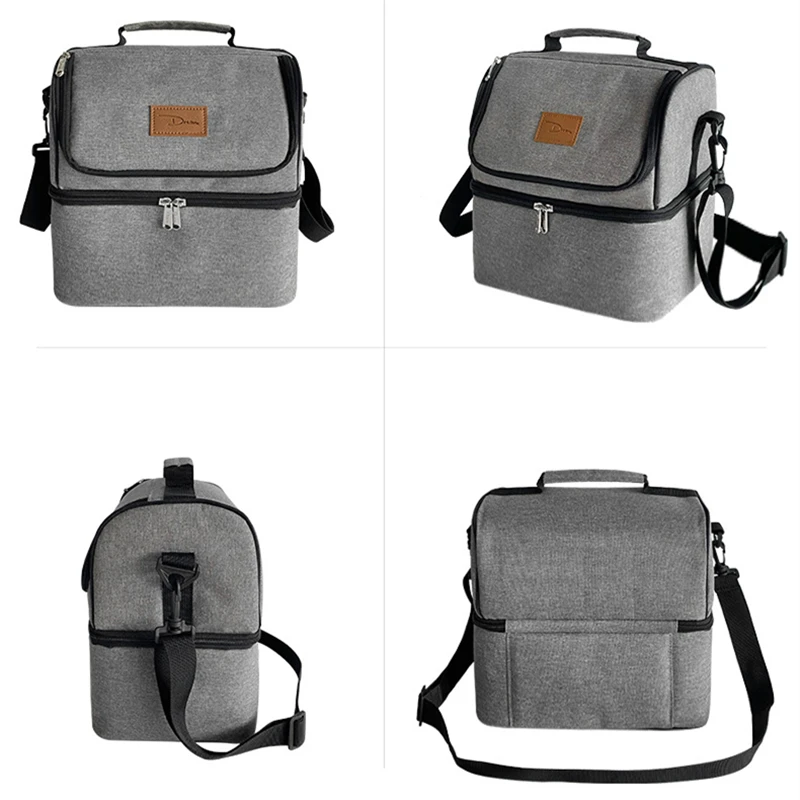 Lancheira isolada térmica de dupla camada para mulheres, Jantar Bento Pouch, Sacos de piquenique para alimentos, Pano Oxford, portátil, saco impermeável