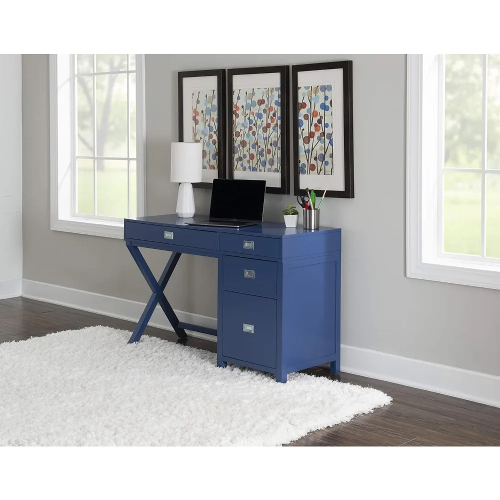 Navy Blue Modern Classic Side Storage Desk