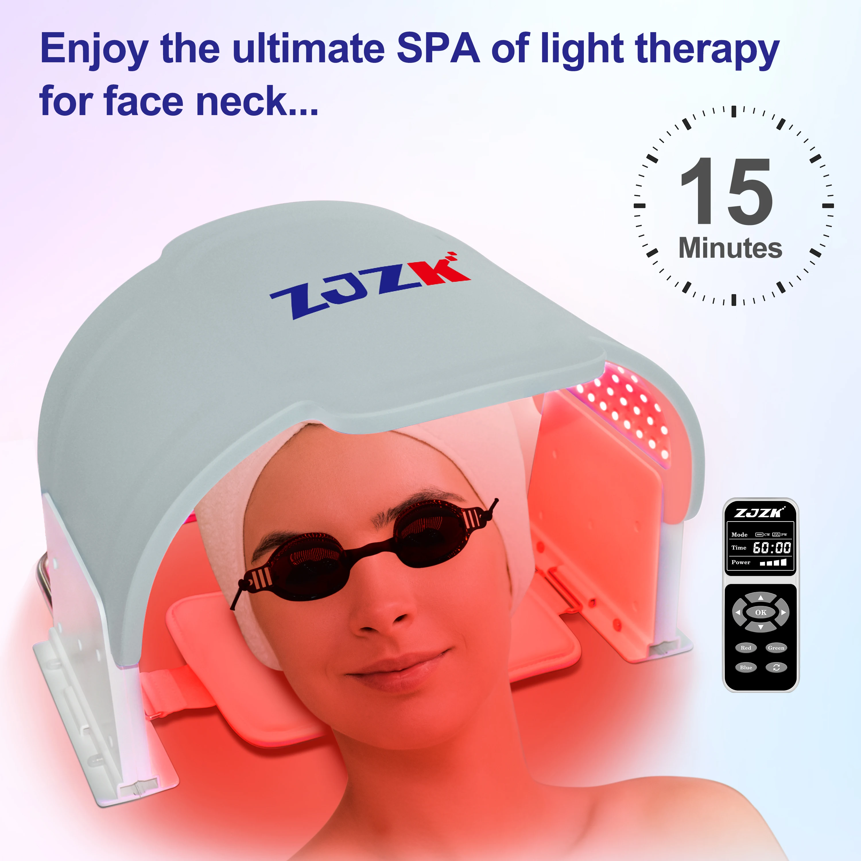 

ZJZK Silicone Mask Therapy 660nmx330chips Led Light Mask Face And Neck 850nmx330chips+940nmx330chips For Skin Repair Eczema