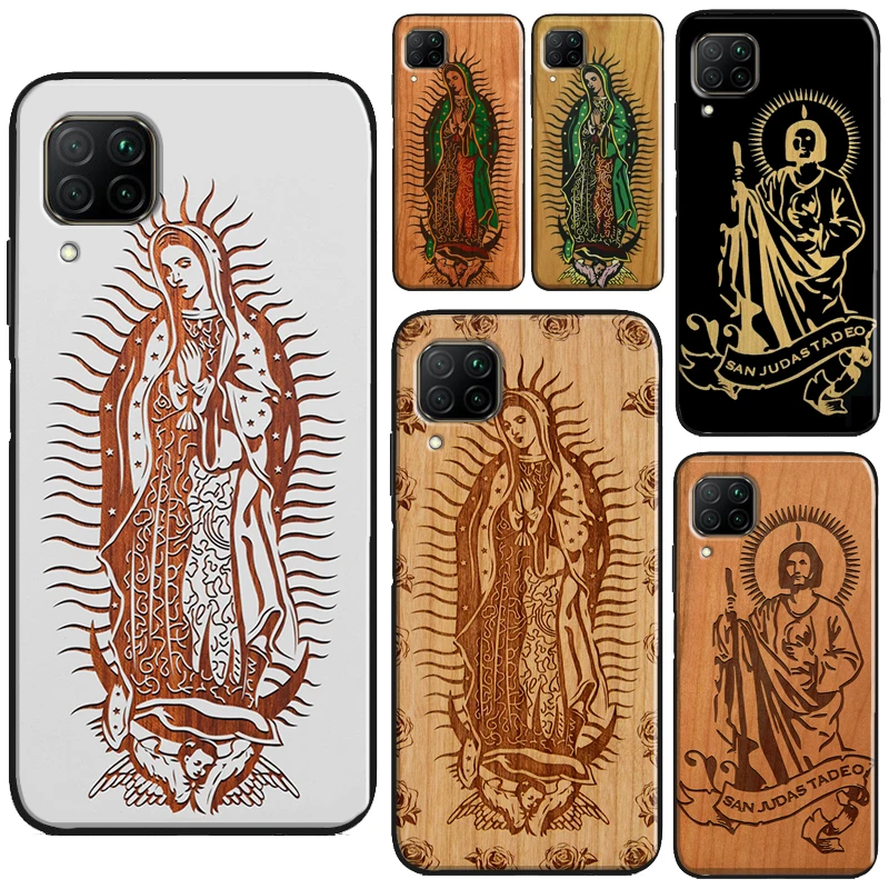 Guadalupe San Judas Wood For Huawei Honor X8a X7a X9a X8 50 70 90 Lite Magic5 Pro P20 P30 P40 P50 P60 Nova 9 5T Case