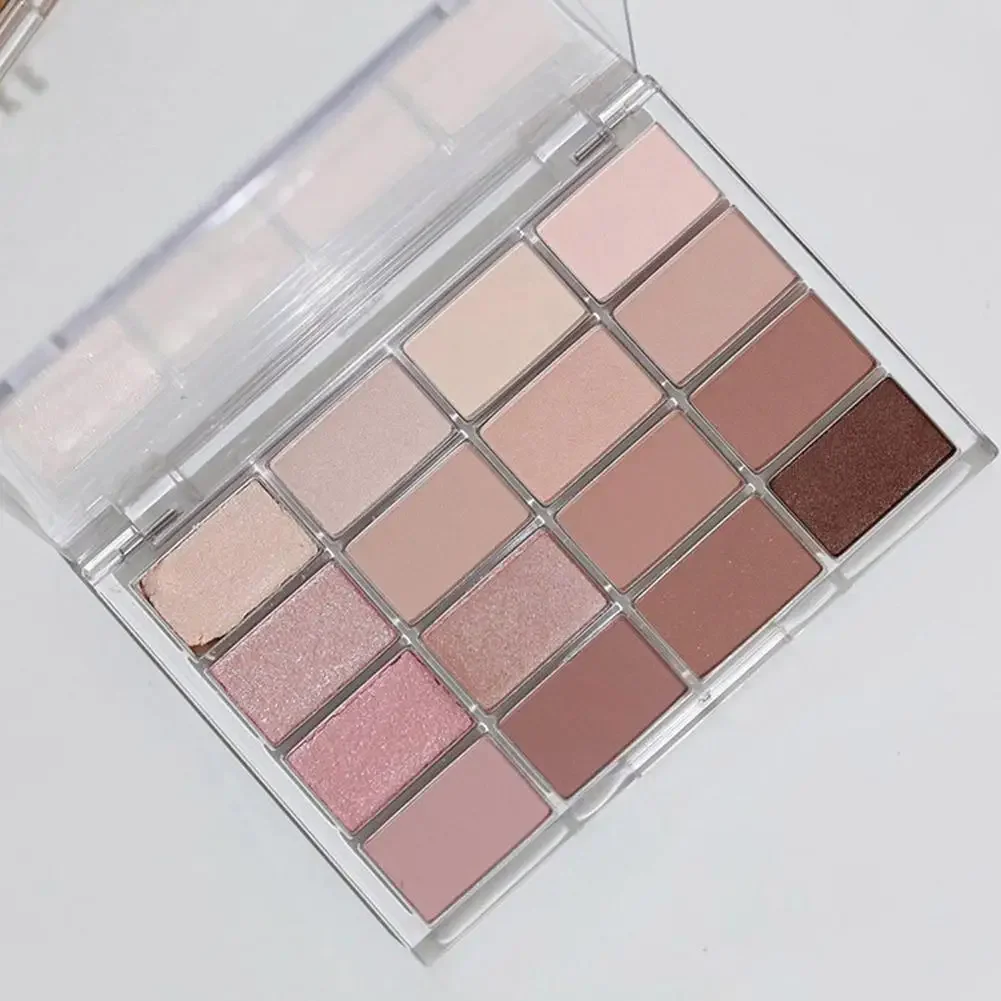 Paleta de sombras de ojos, 16 colores, mate, Nacarado, baja saturación, larga paleta de ojos, maquillaje marrón, brillo Rosa duradero