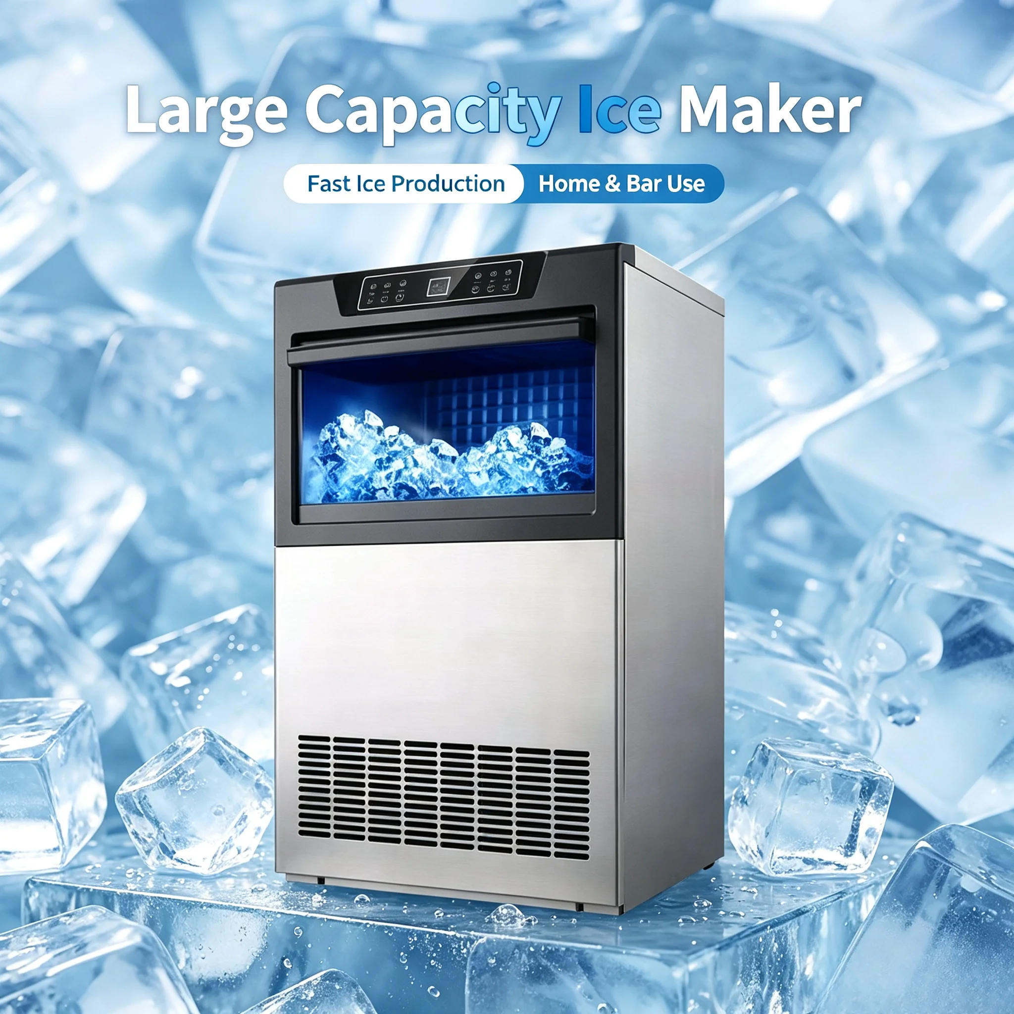 Industrial Commercial Square Cube Ice Maker Durable Structure High Yield Ice Production for Catering Business