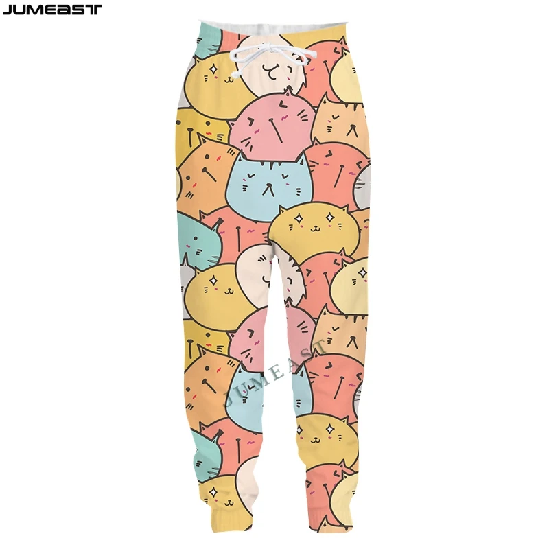 

Jumeast Men Women 3D Oversized Male Female Cartoon Lovely Animal Cat Hip Long Pants Sport Pullover Length Sweatpants Trousers