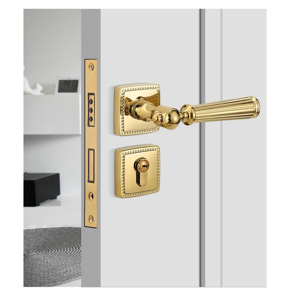 For black Zinc Alloy Interior Door Lock Featuring Magnetic Silent Operation and Minimalist Pumpkin Handle Design
