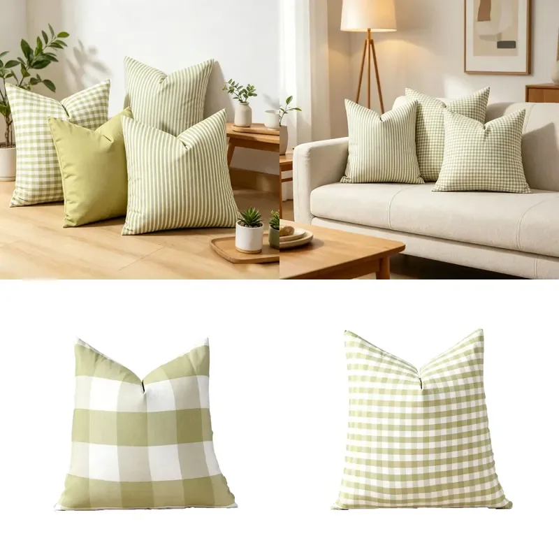 Simple wind small fresh pillow pillowcase decorative cushion light luxury bedside pillow sofa pillowcase living room pillow