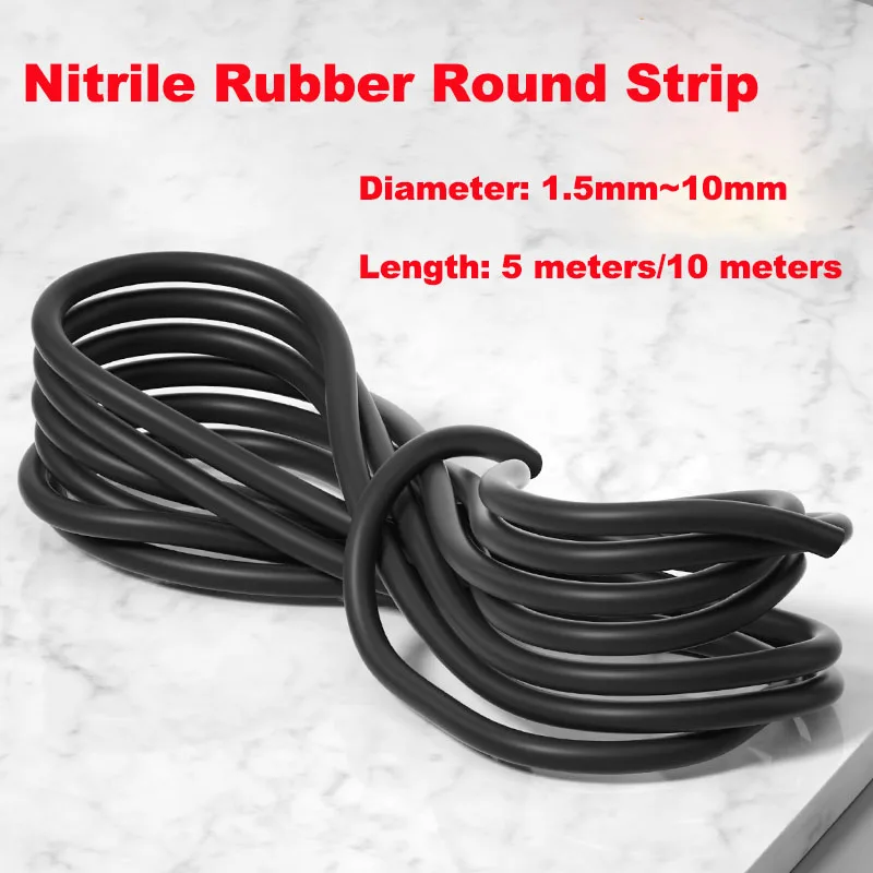 

Solid Black NBR Sealing Strip Diameter: 1.5mm~10mm Oil Resistance Nitrile Rubber Round Strip 5M/10M NBR Strip