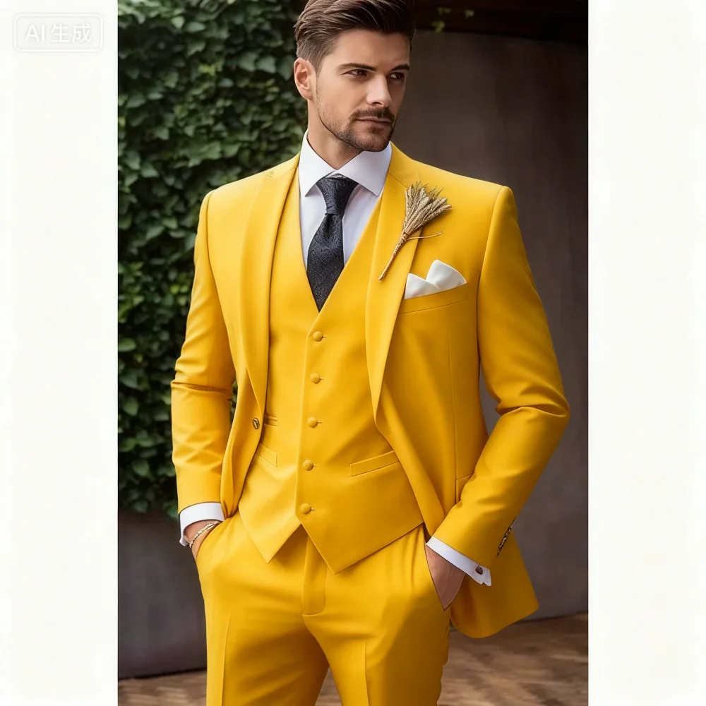 سترة سهرة إيطالية مكونة من 3 قطع باللون الأزرق الداكن بقصة ضيقة لرفقاء الزفاف مع سترة بيضاء وأزرار أكمام طية صدر السترة #6