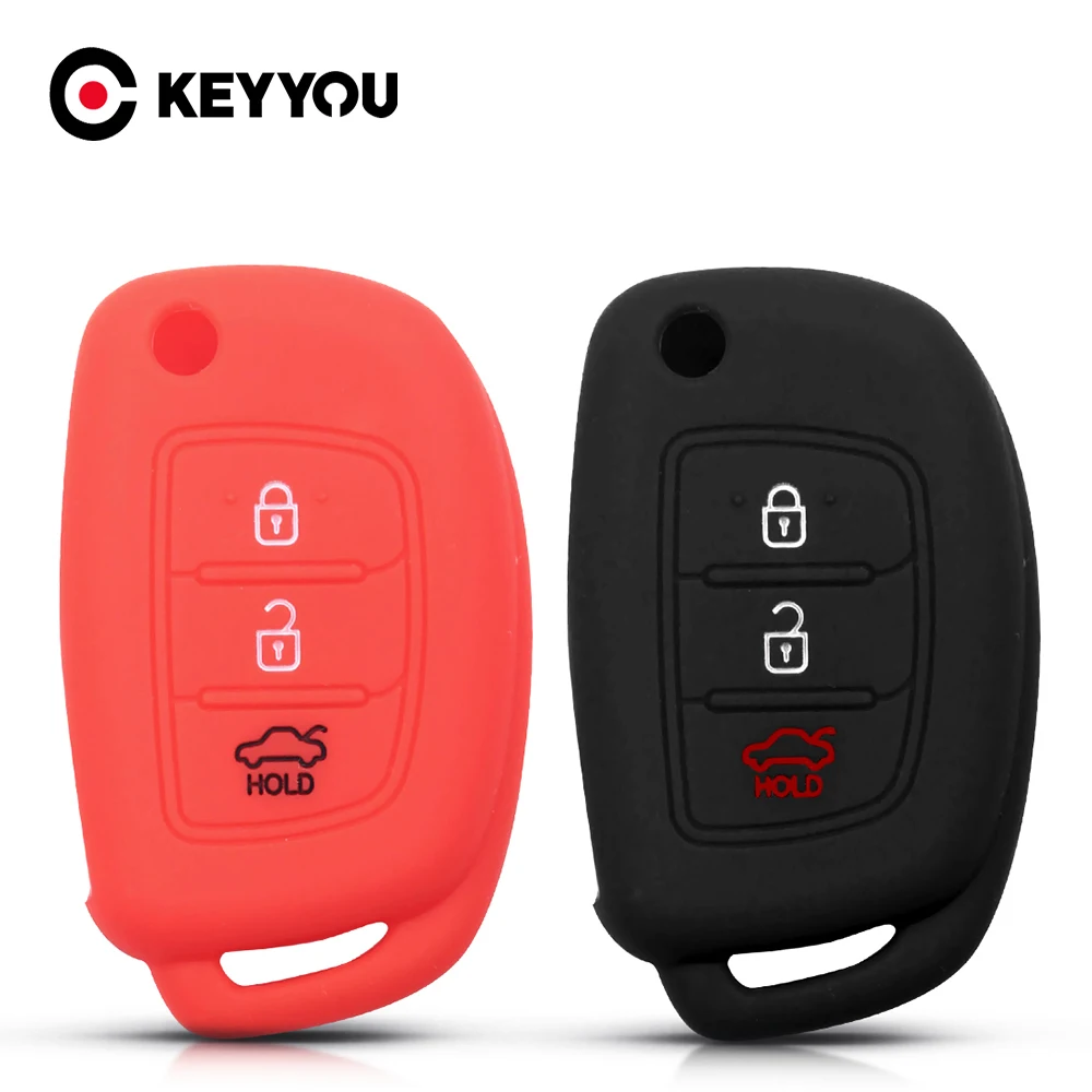 KEYYOU 3 Button Silicone Key Cover Case For Hyundai Creta Tucson Elantra Santa Fe i10 i20 i30 iX25 iX35 Remote Car Key Protector