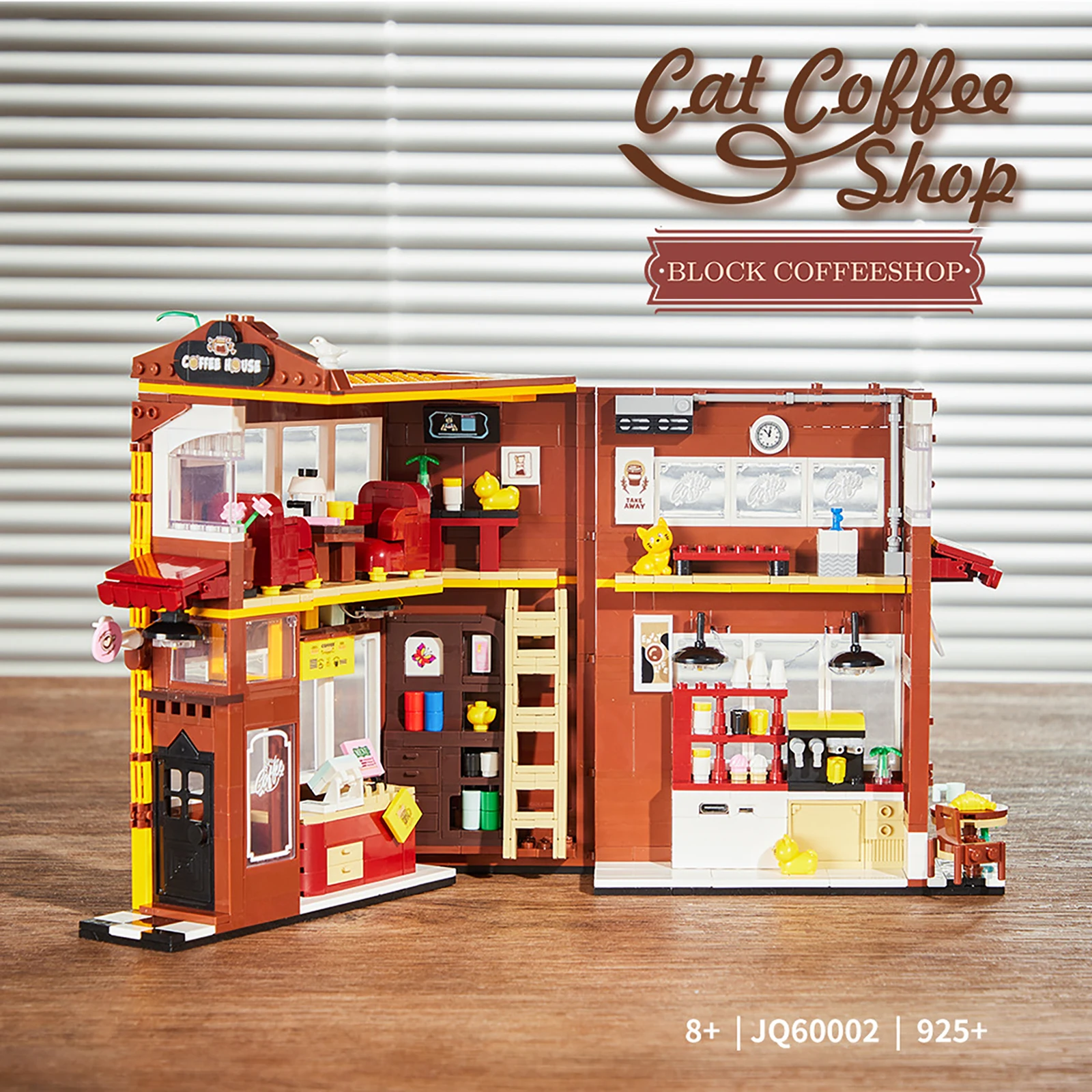 

Bookend Streetscape Building with Light Strip Kit Micro Particle Bookstore Coffee Flower Shop Assembly Toy for Kids Gifts