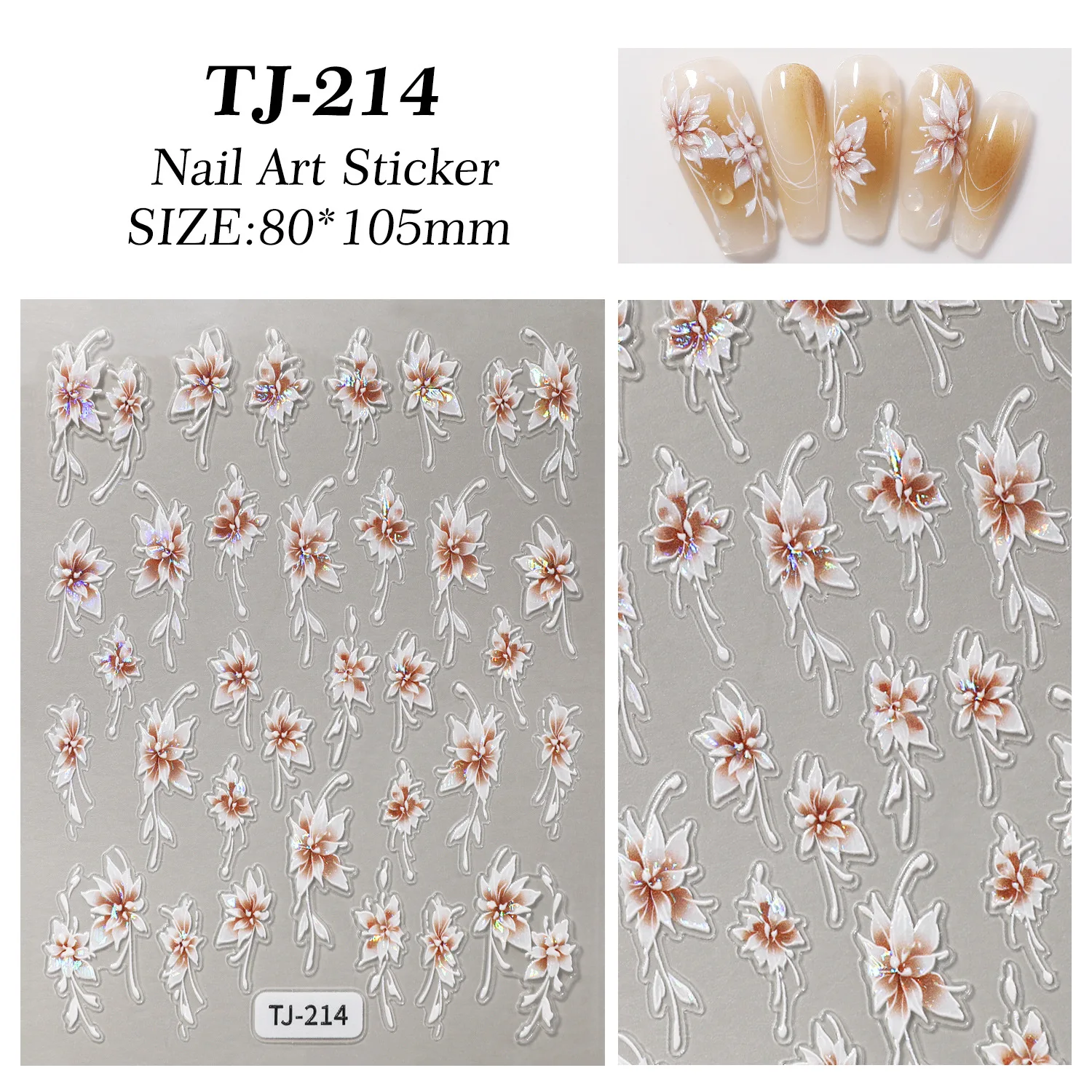 قطعتان من ملصقات الأظافر على شكل زهرة الإغاثة، ملصقات تزيين رغبة نقية حلوة #6