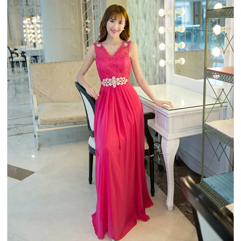 2026 New Women's Round Neck Respectful Banquet Wine Evening Dress Fashionable Slim and Long Pink Backless Bridesmaid Dress view 5