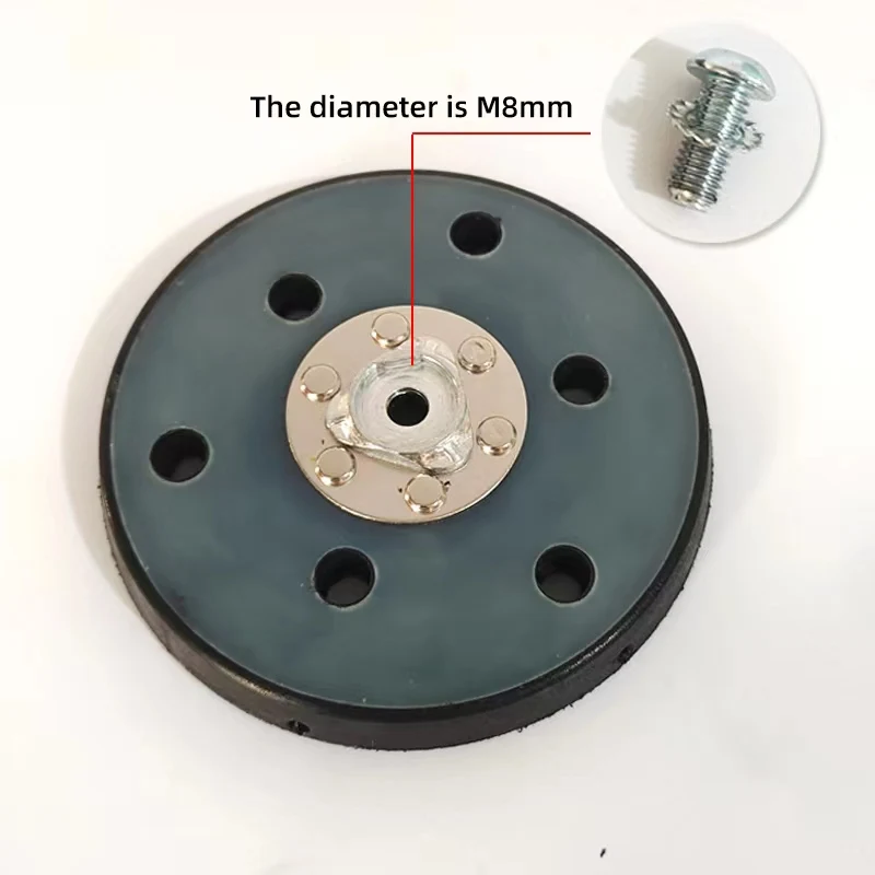 Electric Sandpaper Machine Tray 5 ";6 Hole 125mm Car Putty Grinding Carabiner Sand Tray Round Base Grinding Accessories