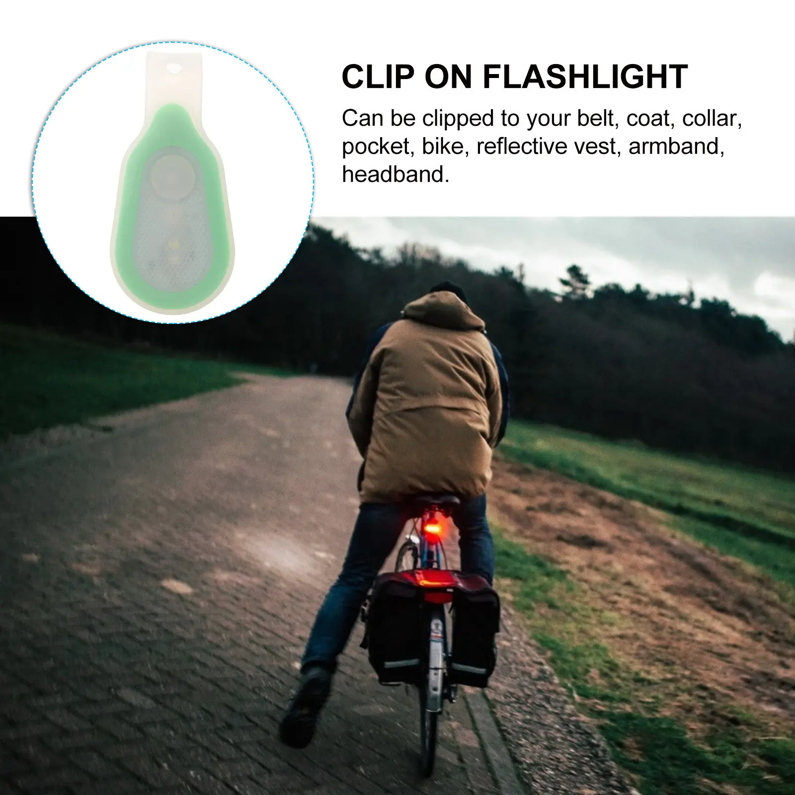 2Pcs LED Magnetic Clip Light with 3 Lighting Modes White Red Strobe for Outdoor Running Walking Dog Night Safety Flashlight