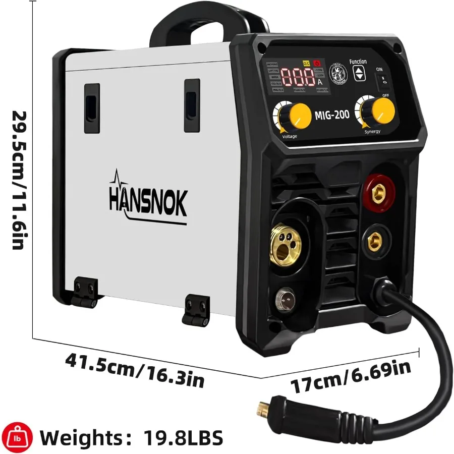 200Amp Portable Gasless MIG Welder 110V/220V MIG/Flux Core MIG/Lift TIG/Stick 4-in-1 Welding Machine IGBT Inverter Weld