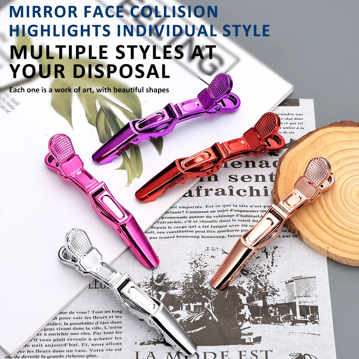

6PCS Professional Hair Clips - Strong Grip Alligator Clips for Salon, Styling, Barber | Non-Slip Sectioning Clamps Hairdressing
