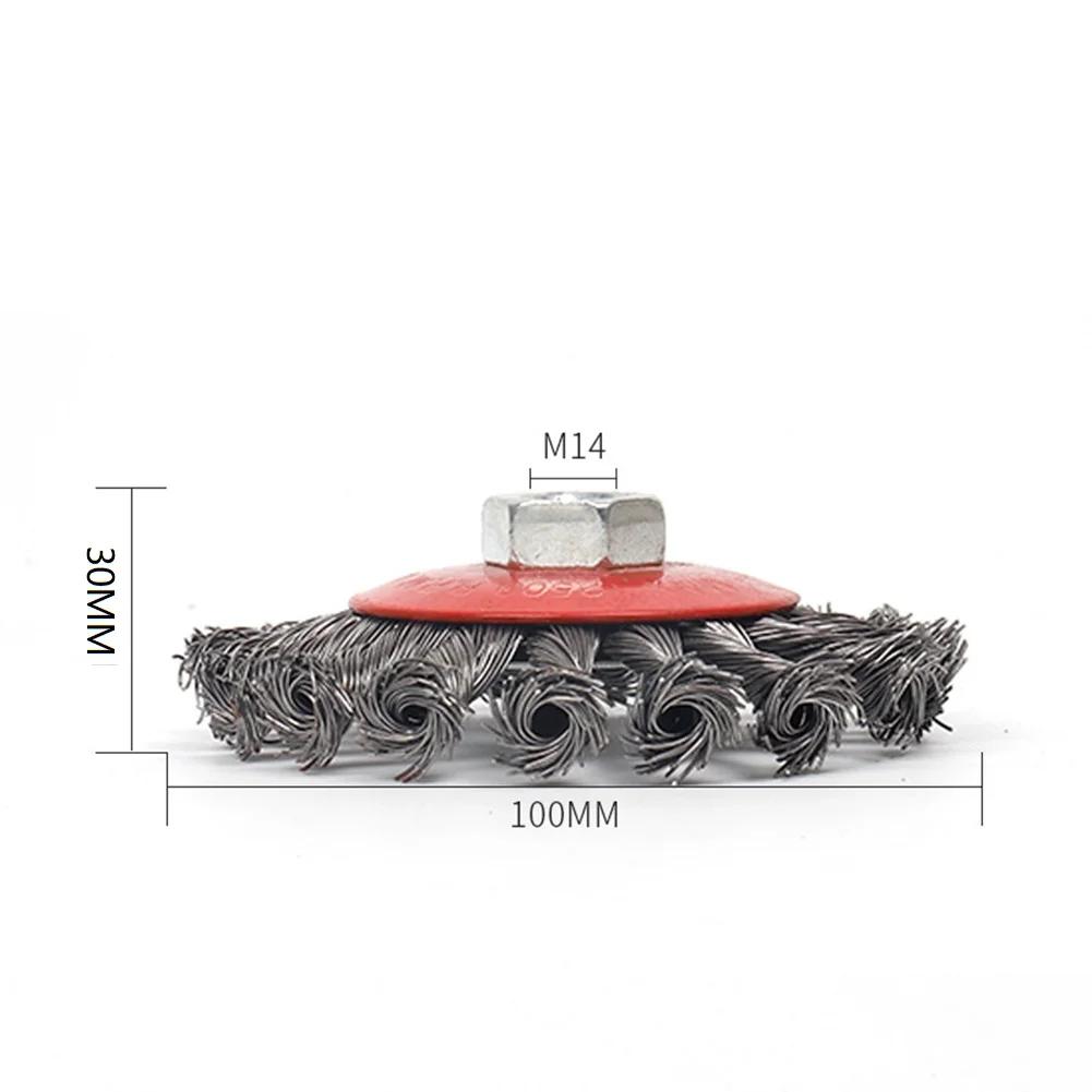 Spazzola a tazza con ruota in filo di acciaio resistente per smerigliatrice angolare Rimozione efficiente della ruggine e della vernice Filettatura di montaggio M14 * 2