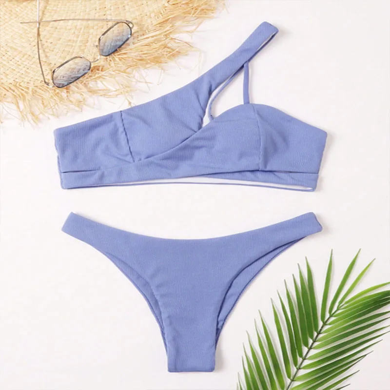 Saber Sonho-Listras Tecido Biquíni Conjunto para Mulheres, Sexy Simples Sólido Halter Maiô, Cintura Alta Lace Up Praia B, Poço Especial