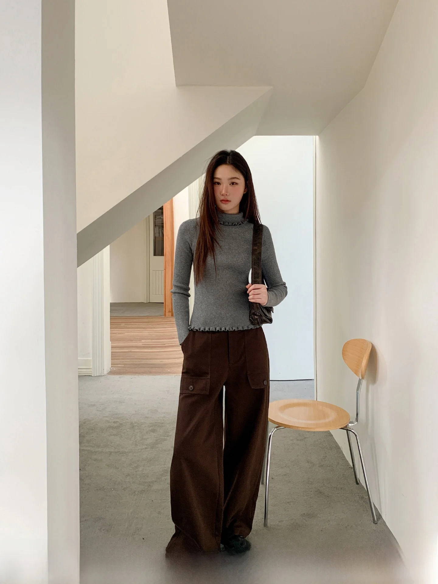 

Женские классические хлопковые брюки с высокой талией, прямого кроя, узкие, для осени и зимы, новинка, маленькие размеры