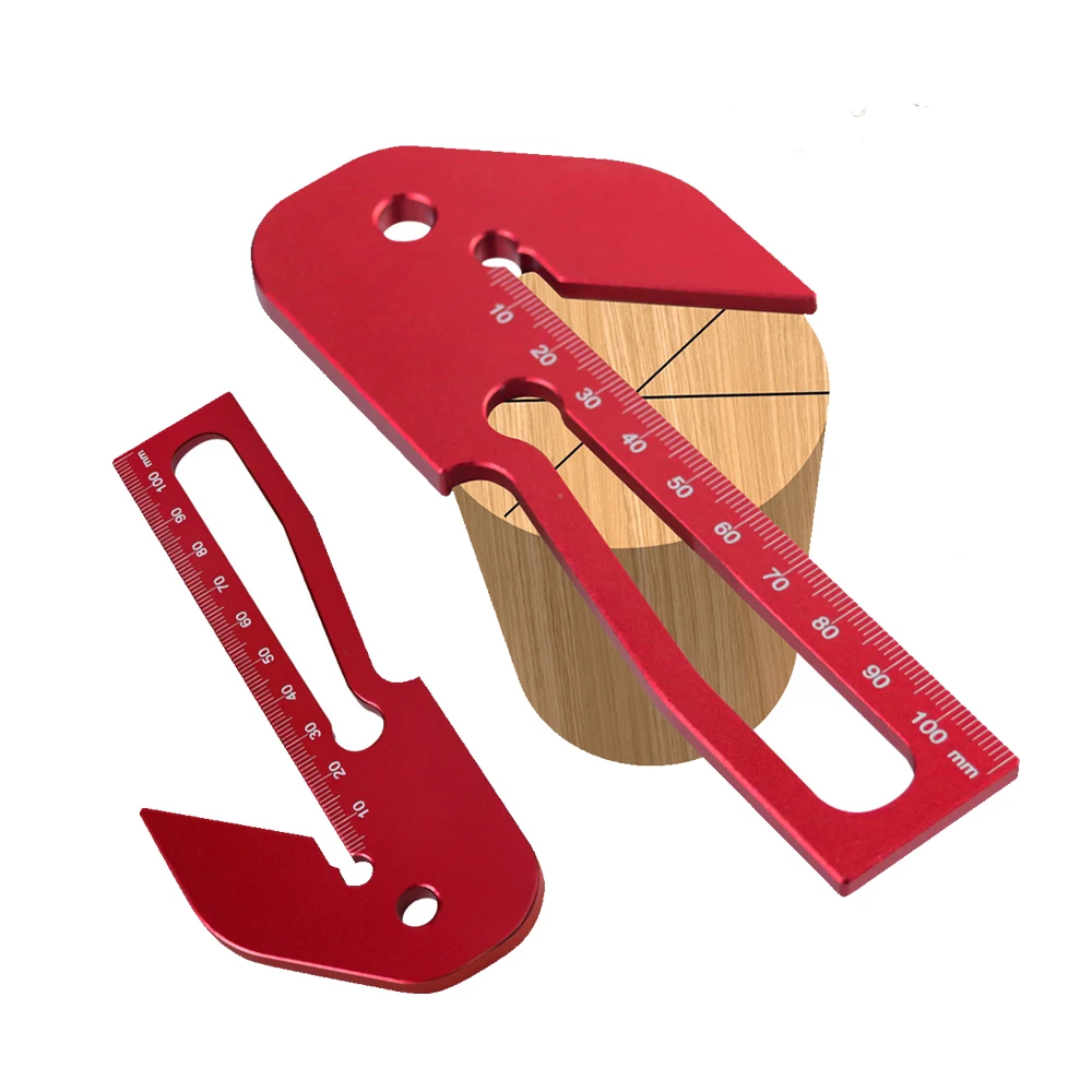 Aluminum Alloy Center Scribe, Precision Carpenter Ruler, 45/90 Degree Right Angle Line Gauge, Center Finder Woodworking Square