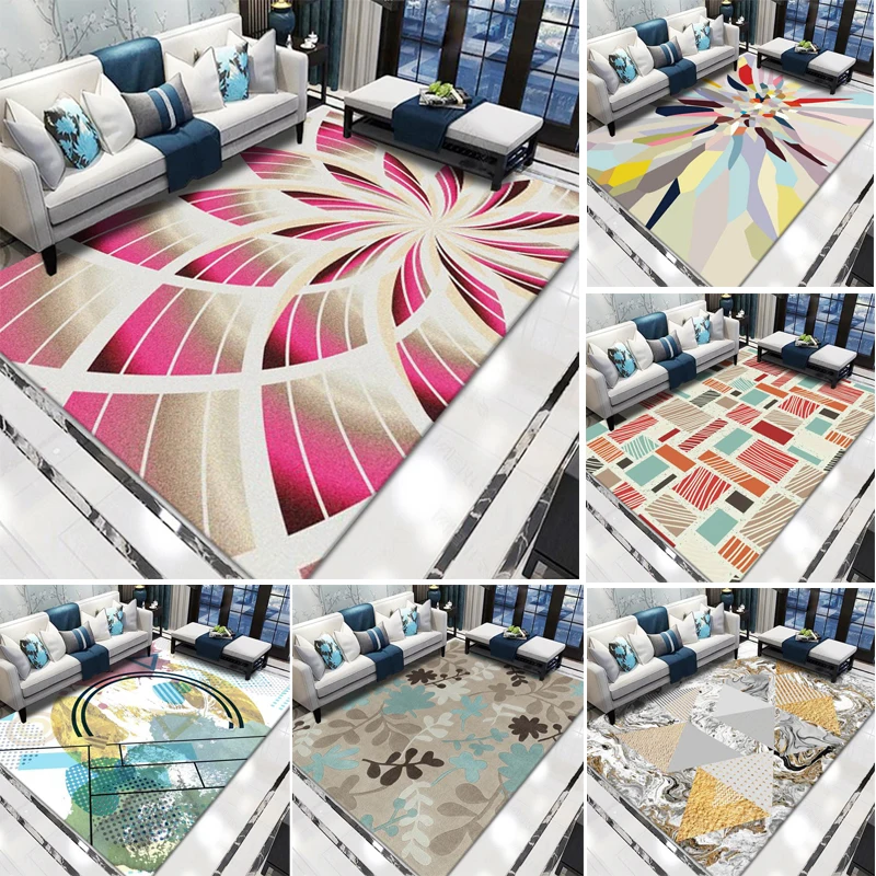 Nodic Geometric Non Slip Living Room Carpet Hallway Floor Door Mats for Home Bedroom Decorative Sofa Coffee Table Rugs 100% Felt