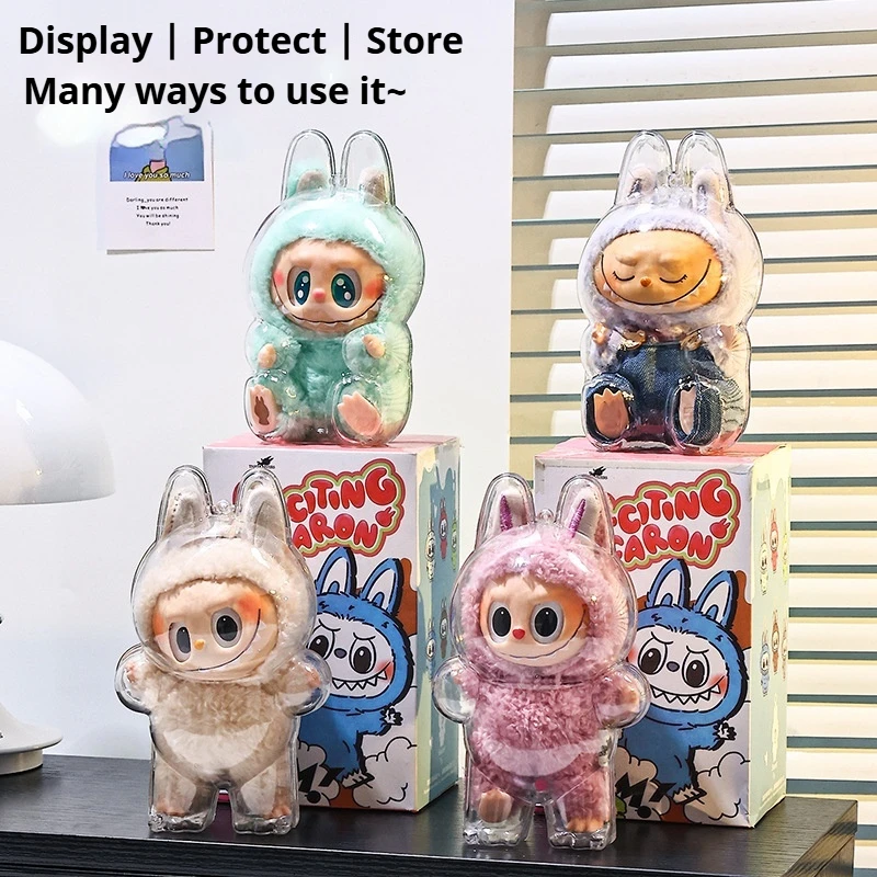 Thick And Drop Resistant Labubu Transparent Protective Case, First And Second Generation Dust-Proof Storage Protective Covers