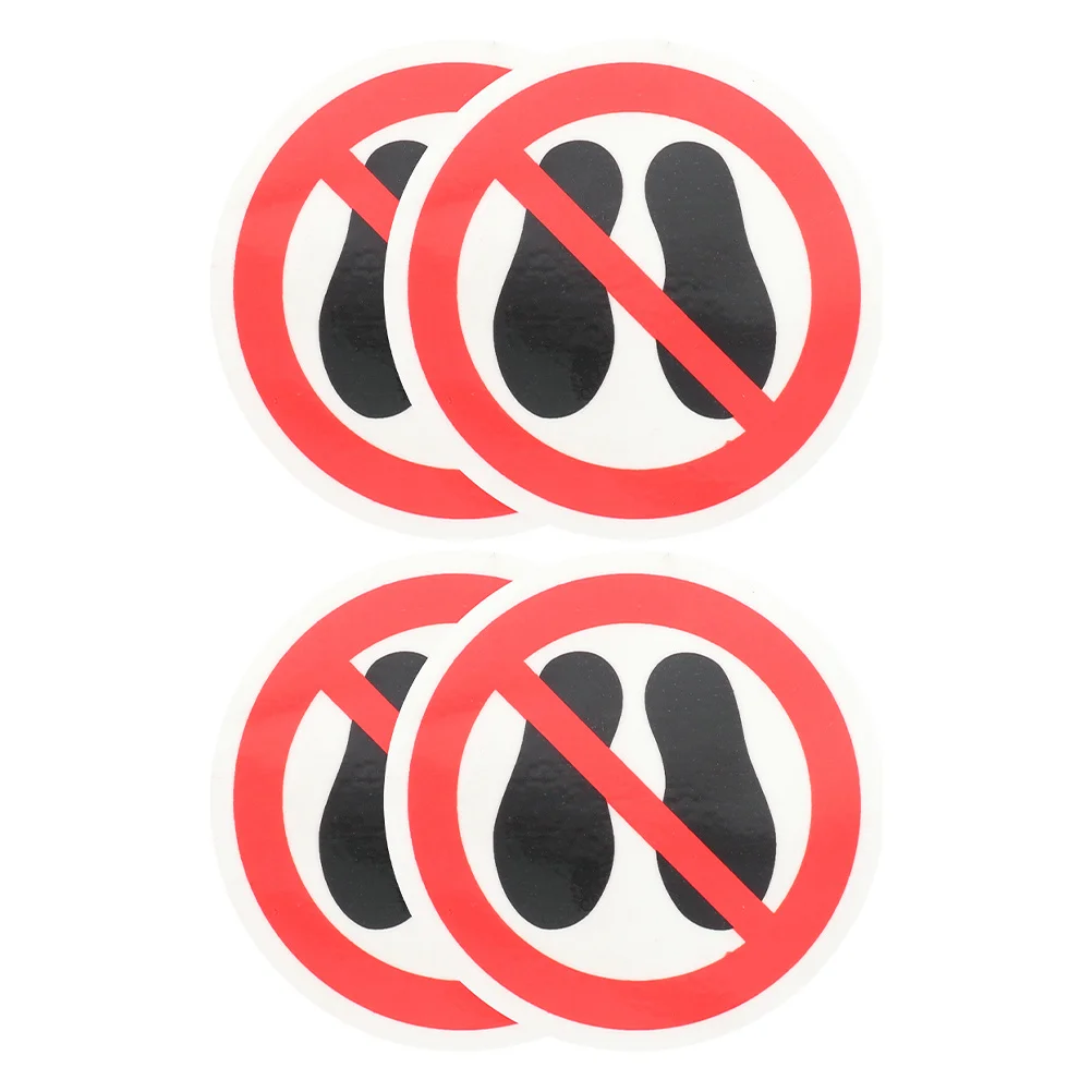 

4 pcs Safety Sign Stickers No Stepping Warning Decals Waterproof For Floor Wall Mall Hospital School Construction Site