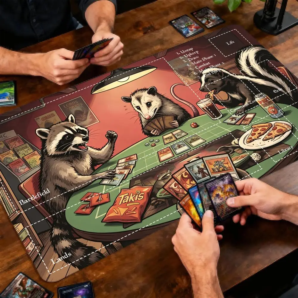 Cute Animals Card Game Zoned TCG Playmat Tabletop Magic Party Playmat Durable Rubber Games 35X60cm Mouse Pad Offices Desk Mats