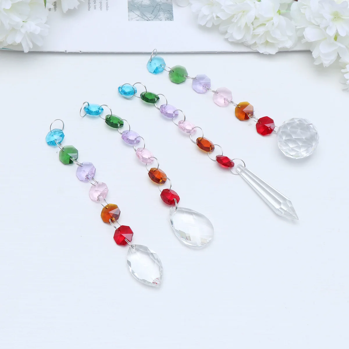 

4Pcs Crystal Pendant Ornaments High Quality Reflective Decor for Weddings Christmas Chandeliers Crystal Pendant