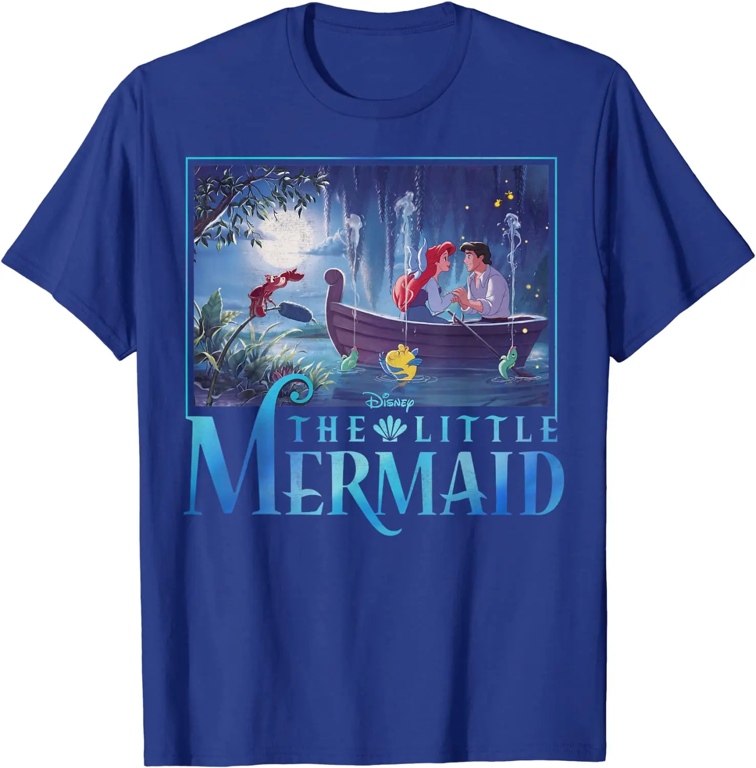 Disney The Little Mermaid Ariel & Eric Grotto Portrait T-Shirt  Anime Shirt  Harajuku Womens Graphic T Shirts Mens T Shirts