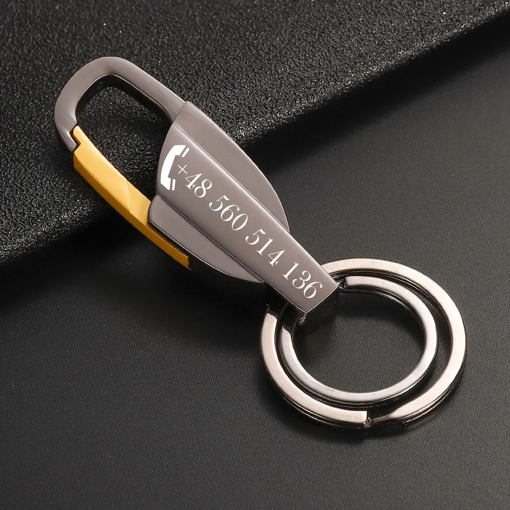 Personalized Anti-lost Keyring Phone No. Men Key Chain Custom Lettering Name Key Holder for Car Gift 2023