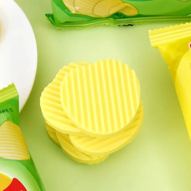 4 قطع/مجموعة ممحاة على شكل رقاقة البطاطس - ممحاة تنظيف قلم رصاص، أداة تصحيح كتابة الامتحان المثير للاهتمام، هدية قرطاسية مدرسية