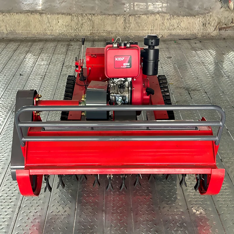 Customized CE EPA Rechargeable Tracked Remote Control Lawn Mower Cordless 4-Position Height Adjust for Sloped Terrain