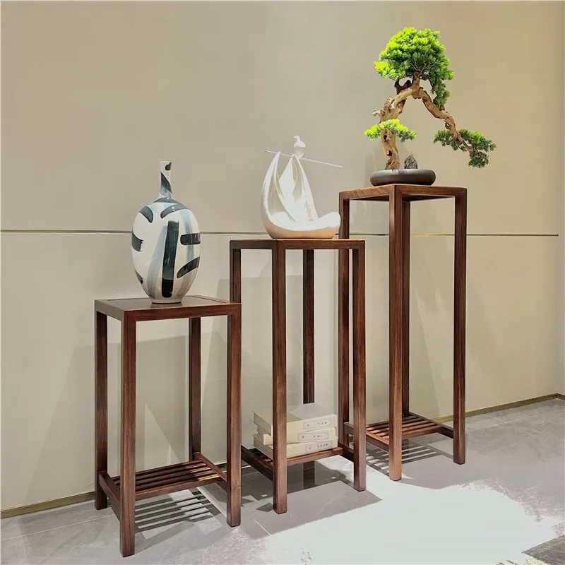 New Chinese ebony all solid wood flower stand living room balconyflower stand artwork potted plant storagerack display stand
