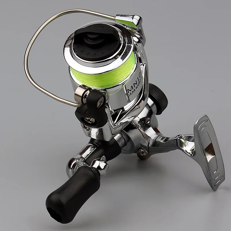 Mini 100คู่มือปั่นตกปลา Reel ตกปลาขนาดเล็ก Spinning Reel 4.3:1ล้อโลหะ Pesca ขนาดเล็ก Reel 100M Line